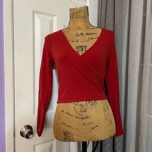 Elegant Red Wrap Top